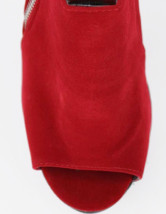 Chaussures rouges avec baudier derrière et à bout ouvert de fermeture éclaire plateforme à talon haut pour femme
