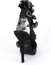 Sandales noires à talons hauts avec plate-forme en peau de mouton pliée 