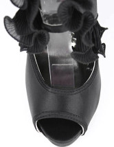 Sandales noires à talons hauts avec plate-forme en peau de mouton pliée 