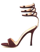 Chaussures à la mode en couleur de bourgogne d'orteil ouvert et à talons hauts avec courroie de cheville pour la robe