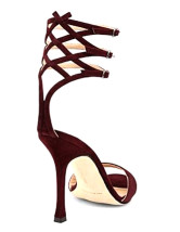 Chaussures à la mode en couleur de bourgogne d'orteil ouvert et à talons hauts avec courroie de cheville pour la robe