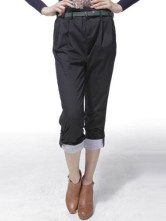 Black 95 % coton 5 % Spandex Womens Straight pantalon