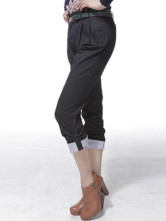 Black 95 % coton 5 % Spandex Womens Straight pantalon