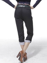 Black 95 % coton 5 % Spandex Womens Straight pantalon