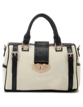 Blanco negro 33 * 14 * 14 moda PU Womens Tote