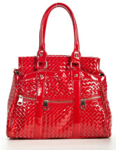 Fourre-tout Féminin PU Zip Motif Tricotage Rouge 35*17*32cm 