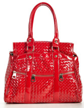 Fourre-tout Féminin PU Zip Motif Tricotage Rouge 35*17*32cm 