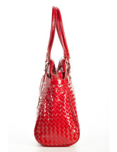 Fourre-tout Féminin PU Zip Motif Tricotage Rouge 35*17*32cm 