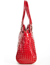 Fourre-tout Féminin PU Zip Motif Tricotage Rouge 35*17*32cm 