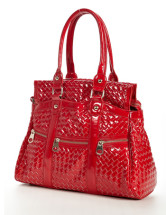 Fourre-tout Féminin PU Zip Motif Tricotage Rouge 35*17*32cm 