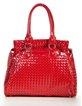 Fourre-tout Féminin PU Zip Motif Tricotage Rouge 35*17*32cm 