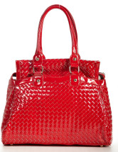 Fourre-tout Féminin PU Zip Motif Tricotage Rouge 35*17*32cm 