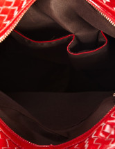 Fourre-tout Féminin PU Zip Motif Tricotage Rouge 35*17*32cm 