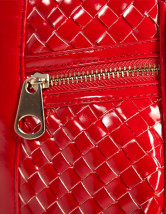 Fourre-tout Féminin PU Zip Motif Tricotage Rouge 35*17*32cm 