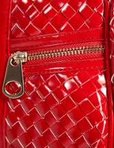 Fourre-tout Féminin PU Zip Motif Tricotage Rouge 35*17*32cm 
