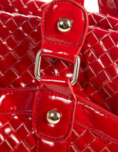 Fourre-tout Féminin PU Zip Motif Tricotage Rouge 35*17*32cm 