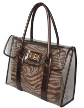 Fourre-tout Féminin PU Brun Transparent Chic 38*12*29cm  