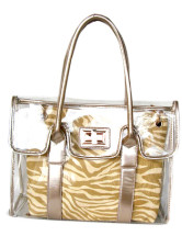 Cool Transparent Khaki 38*12*29cm PU Womens Tote