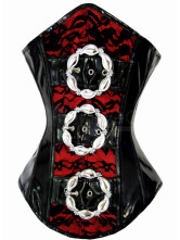 Diamante de encaje de cuero rojo negro hebilla Womens cors&eacute;