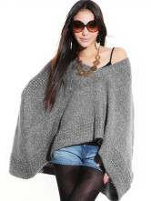 Gray châle Pullover laine rayonne féminin