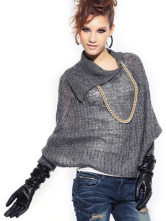 Pull-over Féminin Laine Rayonne Turncollar Gris de la mode 