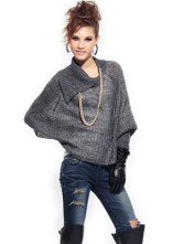 Pull-over Féminin Laine Rayonne Turncollar Gris de la mode 