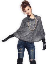 Pull-over Féminin Laine Rayonne Turncollar Gris de la mode 
