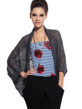Gray recadrée Cardigan Batwing laine rayonne féminin