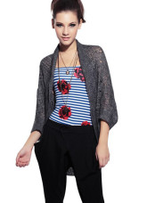 Gray recadrée Cardigan Batwing laine rayonne féminin