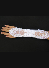 Blanc doux 30 * 9cm perles satin Gants de mariée