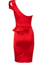 Robe Pour Femme 30% Terylene 70% Soie Jabots Une Epaule Rouge Splendide 