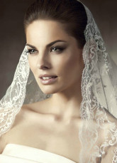 Blanc 150 * 150 cm Tulle dentelle garniture Bridal Wedding voile