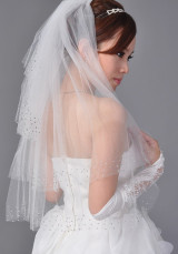 Blanc 90 * 150 cm strass fil Net Bridal Veil de mariage