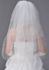 Blanc 90 * 150 cm strass fil Net Bridal Veil de mariage