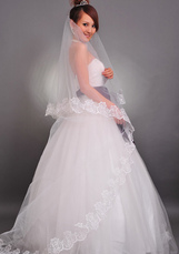 Beau blanc 300 * 150 cm Net fil dentelle garniture Wedding Bridal Veil
