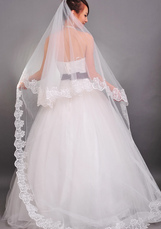 Beau blanc 300 * 150 cm Net fil dentelle garniture Wedding Bridal Veil