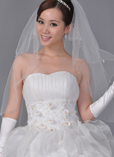 Blanc 90 * 150 cm Net de fil de perlage Bridal Veil de mariage