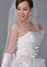 Blanc 90 * 150 cm Net de fil de perlage Bridal Veil de mariage