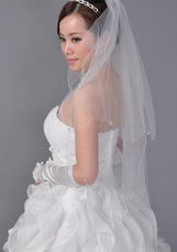 Blanc 90 * 150 cm Net de fil de perlage Bridal Veil de mariage