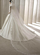 Jolie blanc 300 * 200 cm gaze dentelle parés Wedding voile