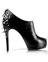 4 3/4'' Black Sheepskin Platform High Heel Ankle Boots