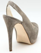4 3/4'' Haut talon gris en peau de mouton Suede chaussures pour femmes Slingback
