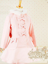 Pink Cropped Sleeves Bow Cashmere Polyester Lolita Coat