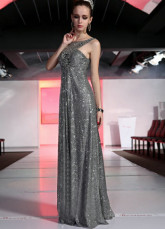 Robe de Prom pailleté gris Séguin broderie étage longueur de femmes