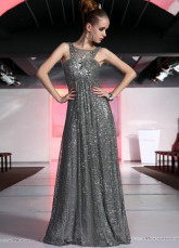 Robe de Prom pailleté gris Séguin broderie étage longueur de femmes