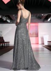 Robe de Prom pailleté gris Séguin broderie étage longueur de femmes