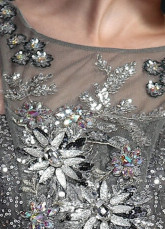 Robe de Prom pailleté gris Séguin broderie étage longueur de femmes