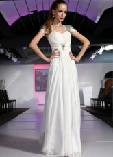 Soie blanche comme robe de Off-the-épaule étage longueur Prom perlage Satin