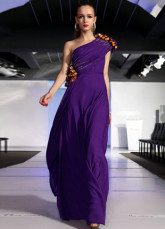 Deep Purple perlage une épaule étage longueur Prom robe