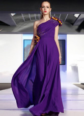 Deep Purple perlage une épaule étage longueur Prom robe